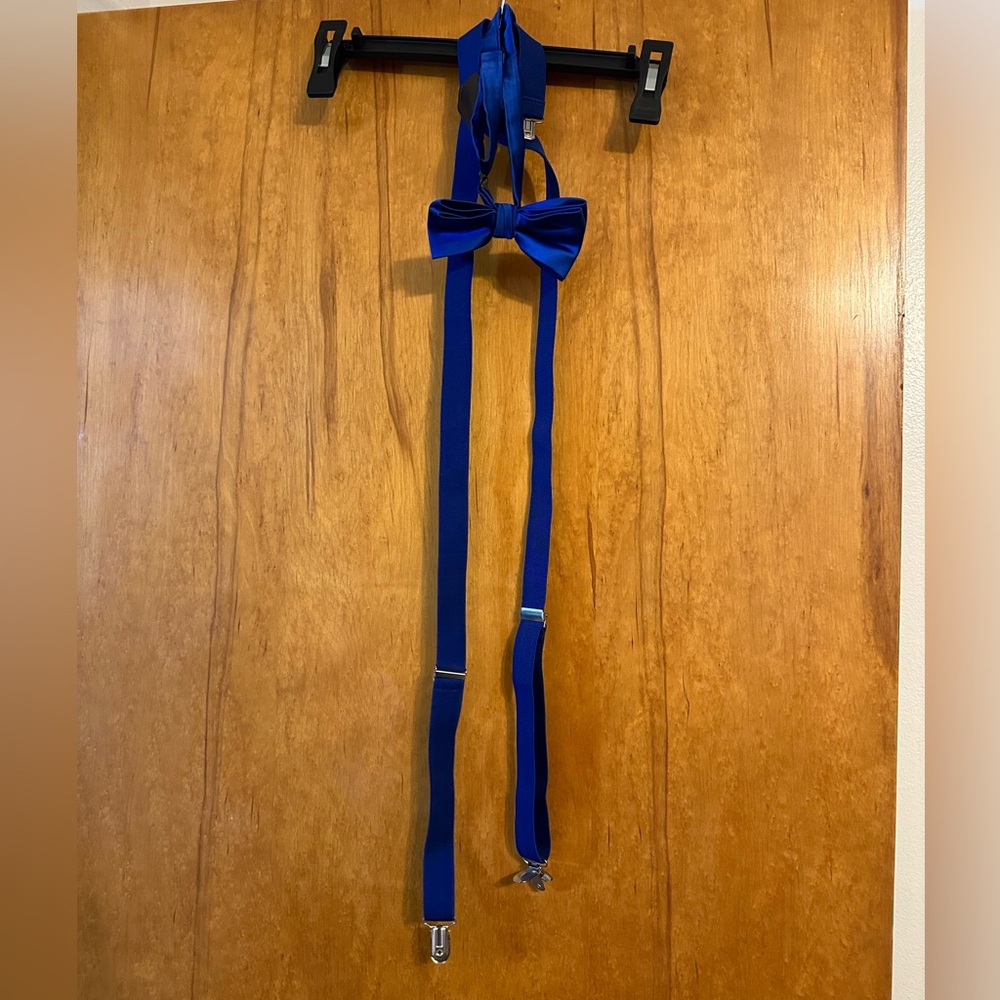 Blue Bow Tie and Suspenders Set